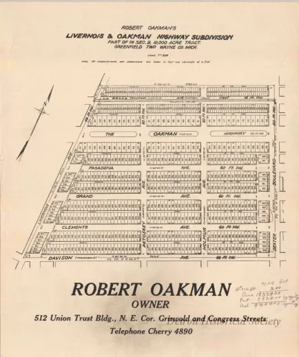 Poster - Robert Oakman's Livernois & Oakman Highway Subdivision