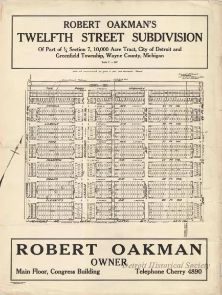 Poster - Robert Oakman's Twelfth Street Subdivision