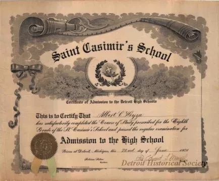 Certificate - Saint Casimir's School