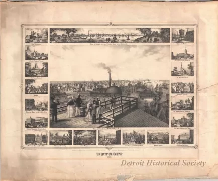 Lithograph - Detroit 1852