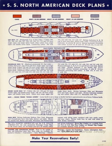Poster - S.S. South American Deck Plans / S.S. North American Deck Plans