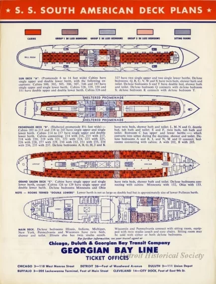 Poster - S.S. South American Deck Plans / S.S. North American Deck Plans