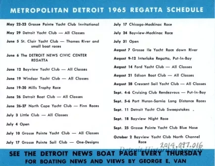 Schedule - Detroit River Yachting Assn. Metropolitan Detroit Regatta Schedule