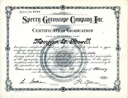 Certificate, Achievement - Sperry Gyroscope Company, Inc.