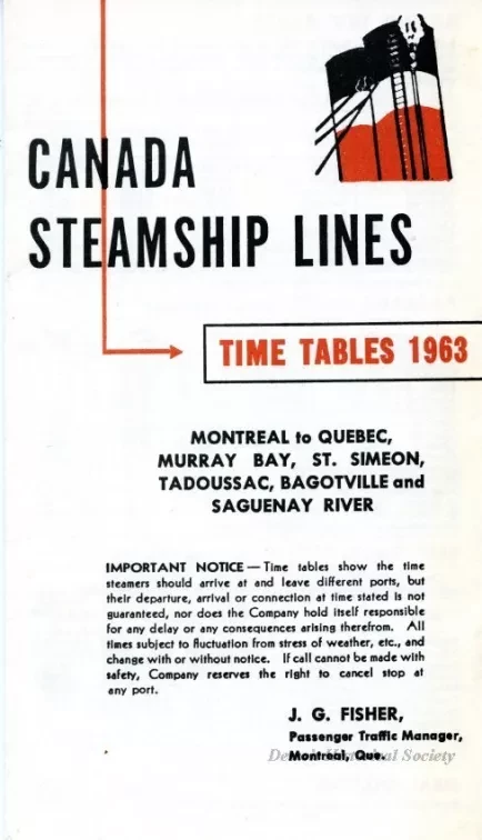 Timetable - Canada Steamship Lines,
Time Tables 1963