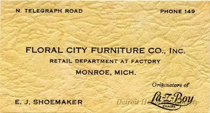 Card, Business - Floral City Furniture Company
