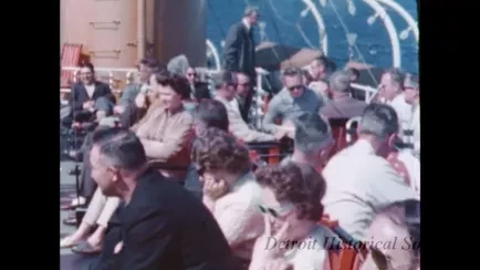 Film, Motion Picture - Cruise of the South American, Chicago to Detroit, Mackinaw Bridge from Steamer, Blue Water Bridge from steamer, Mackinaw Island, Huron Lightship. Glenn Brugman, East Detroit