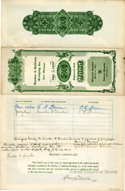 Bond - Dunbar & Sullivan Dredging Co. 
First Mortgage Registered Gold Bond