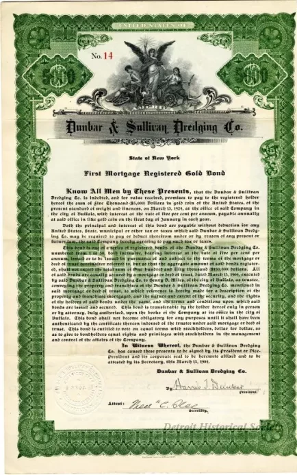 Bond - Dunbar & Sullivan Dredging Co. 
First Mortgage Registered Gold Bond