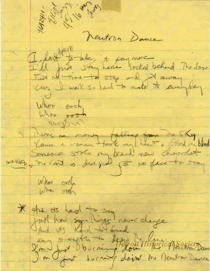 Lyrics, Song - Neutron Dance