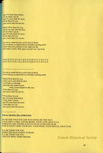 Lyrics, Song - Friends Like Us