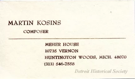 Card, Business - Martin Kosins, Composer
