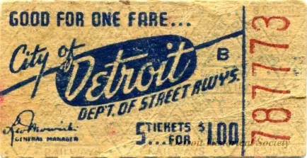 Ticket, Transportation - City of Detroit
Dept. of Street Rwys.