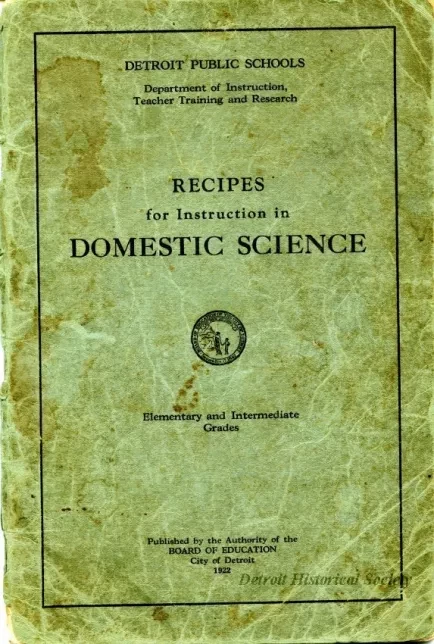 Booklet - Recipes for Instruction in Domestic Science