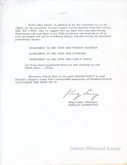 Letter - News Bulletin
Central Business District Association