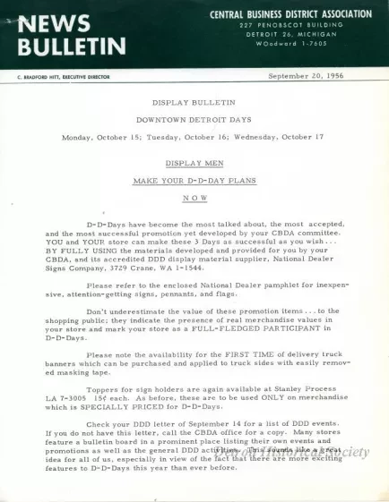Letter - News Bulletin
Central Business District Association