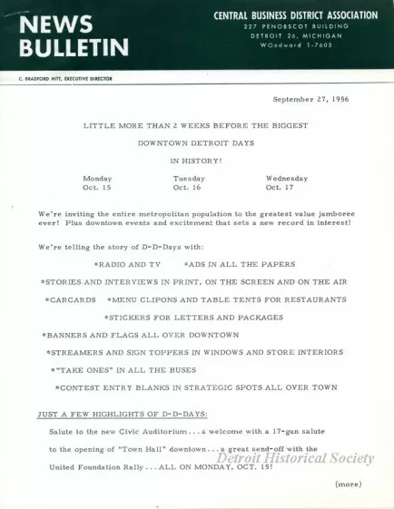 Letter - News Bulletin
Central Business District Association