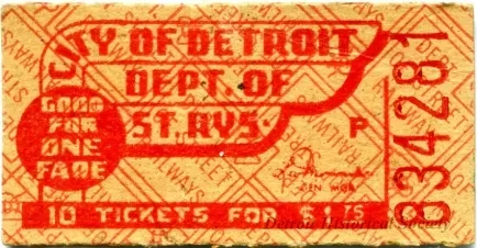 Ticket, Transportation - City of Detroit, Dept. of St. Rys.