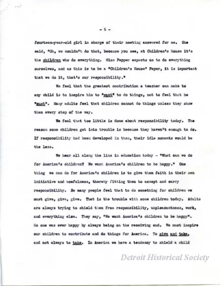 Article - Children's House.