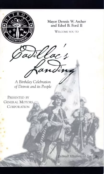 Program - Cadillac's Landing: A Birthday Celebration of Detroit and Its People