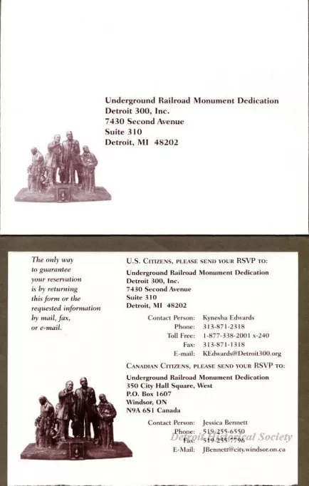 Invitation - International Memorial to the Underground Railroad