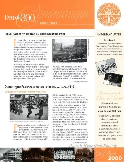 Newsletter - Detroit 300 Communiqué