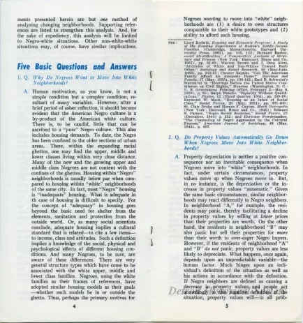 Pamphlet - Questions Asked About Changing Neighborhoods