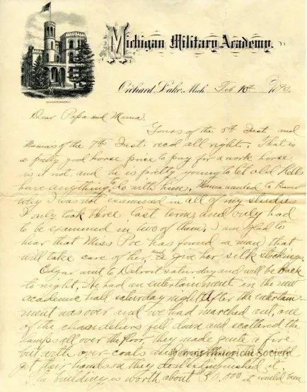 Letter - Michigan Military Academy