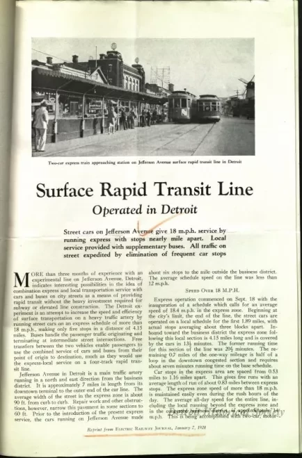Report - A New System of Surface Rapid Transit
