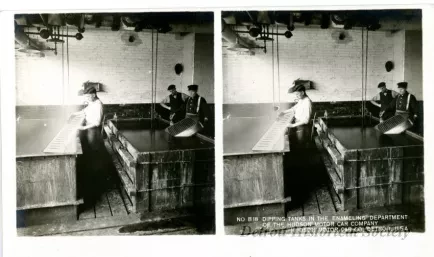 Stereograph - Dipping Tanks In The Enameling Department Of The Hudson Motor Car Company, Hudson Motor Car Co, Detroit, USA