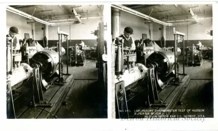 Stereograph - Laboratory Dynamometer Test Of Hudson Super-Six Motor, Hudson Motor Car Co, Detroit, USA