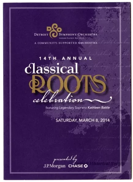 Invitation - 2014 Invitation for the  Detroit Symphony Orchestra 14th Annual Classical Roots Celebration