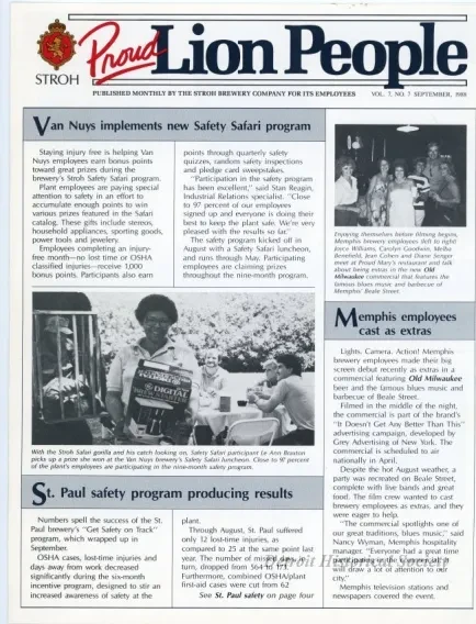 Newsletter - Proud Lion People, Vol. 7, No. 7
September, 1988