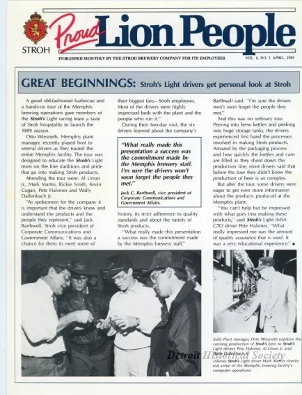 Newsletter - Proud Lion People, Vol. 8, No. 3
April, 1989