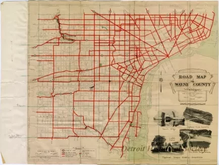 Map - Road Map of Wayne County Michigan