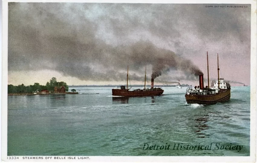 Postcard - Steamers Off Belle Isle Light.
