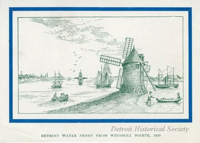 Print - Detroit Water front from Windmill Pointe, 1838