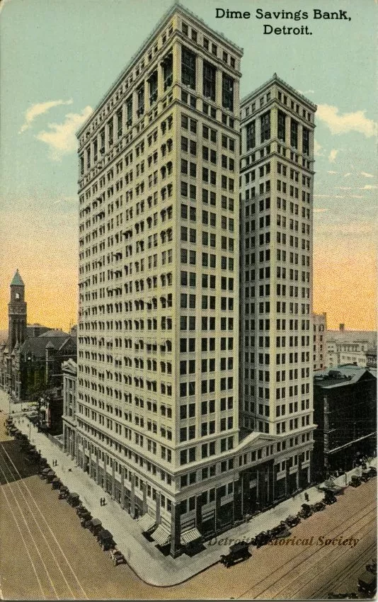 Postcard - Dime Savings Bank, Detroit.