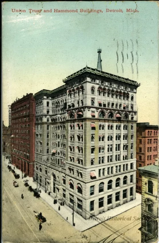 Postcard - Union Trust and Hammond Buildings, Detroit, Mich.