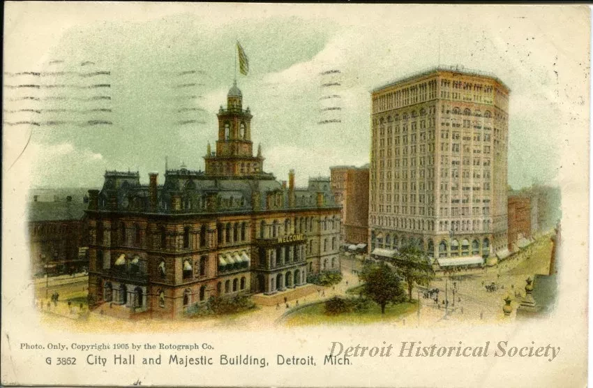 Postcard - City Hall and Majestic Building, Detroit, Mich.