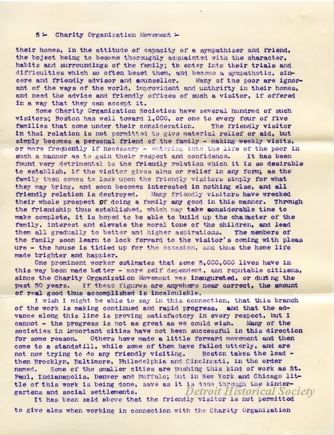 Letter - Detroit Association of Charities