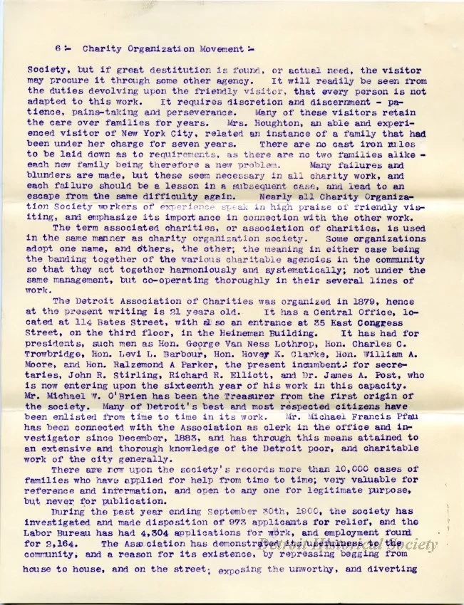Letter - Detroit Association of Charities