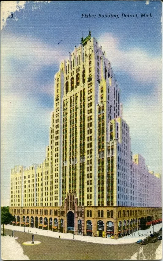 Postcard - Fisher Building, Detroit, Mich.