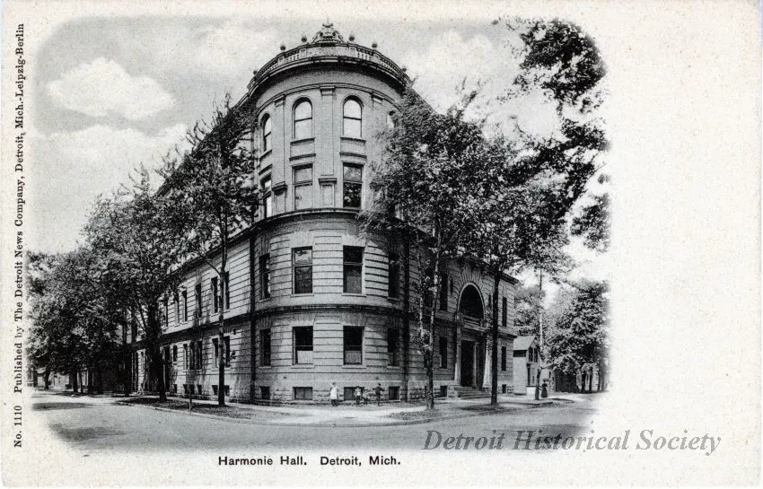 Postcard - Harmonie Hall Detroit Mich.