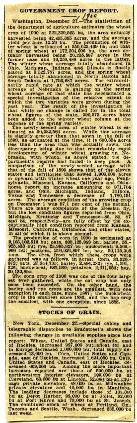 Newspaper - Government Crop Report
