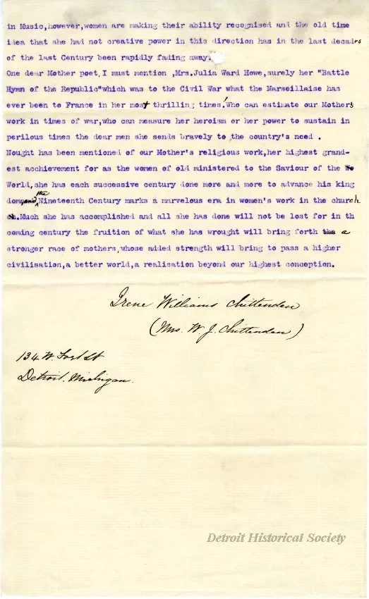 Letter - The American Mother of the Nineteenth Century