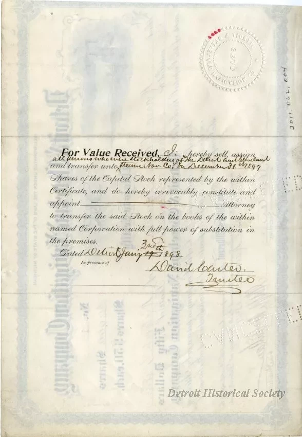 Certificate, Stock