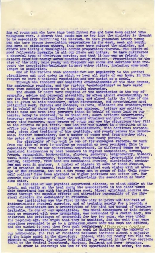 Letter - A Retrospect - Detroit Young Men's Christian Association