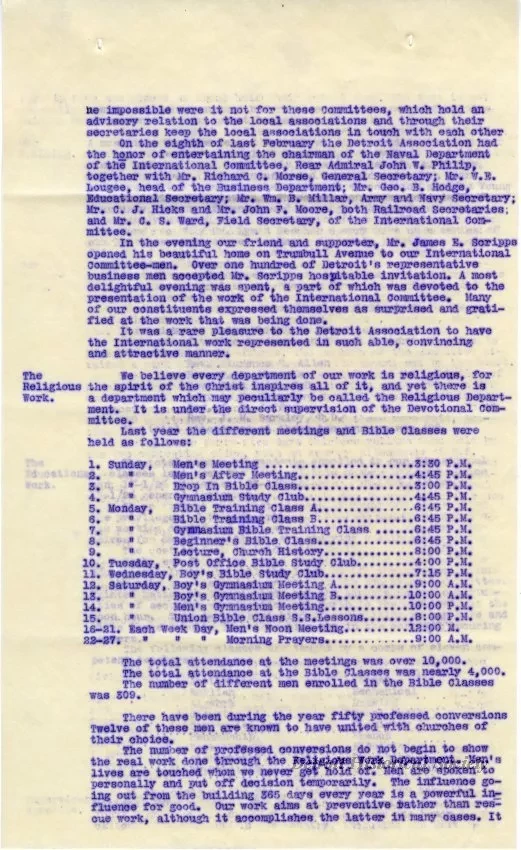 Letter - A Retrospect - Detroit Young Men's Christian Association