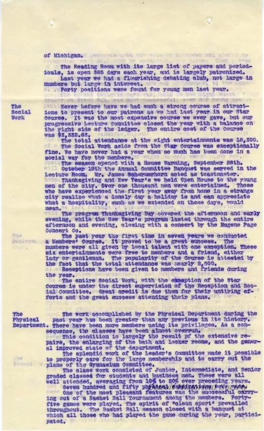 Letter - A Retrospect - Detroit Young Men's Christian Association